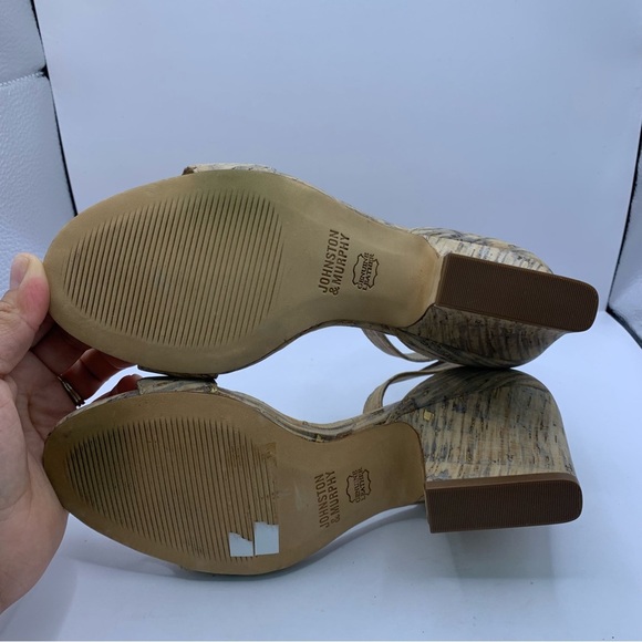 Johnston & Murphy Deena Multi Bleached Cork Ankle Strap Heels, Size 6.5M - Picture 6 of 8